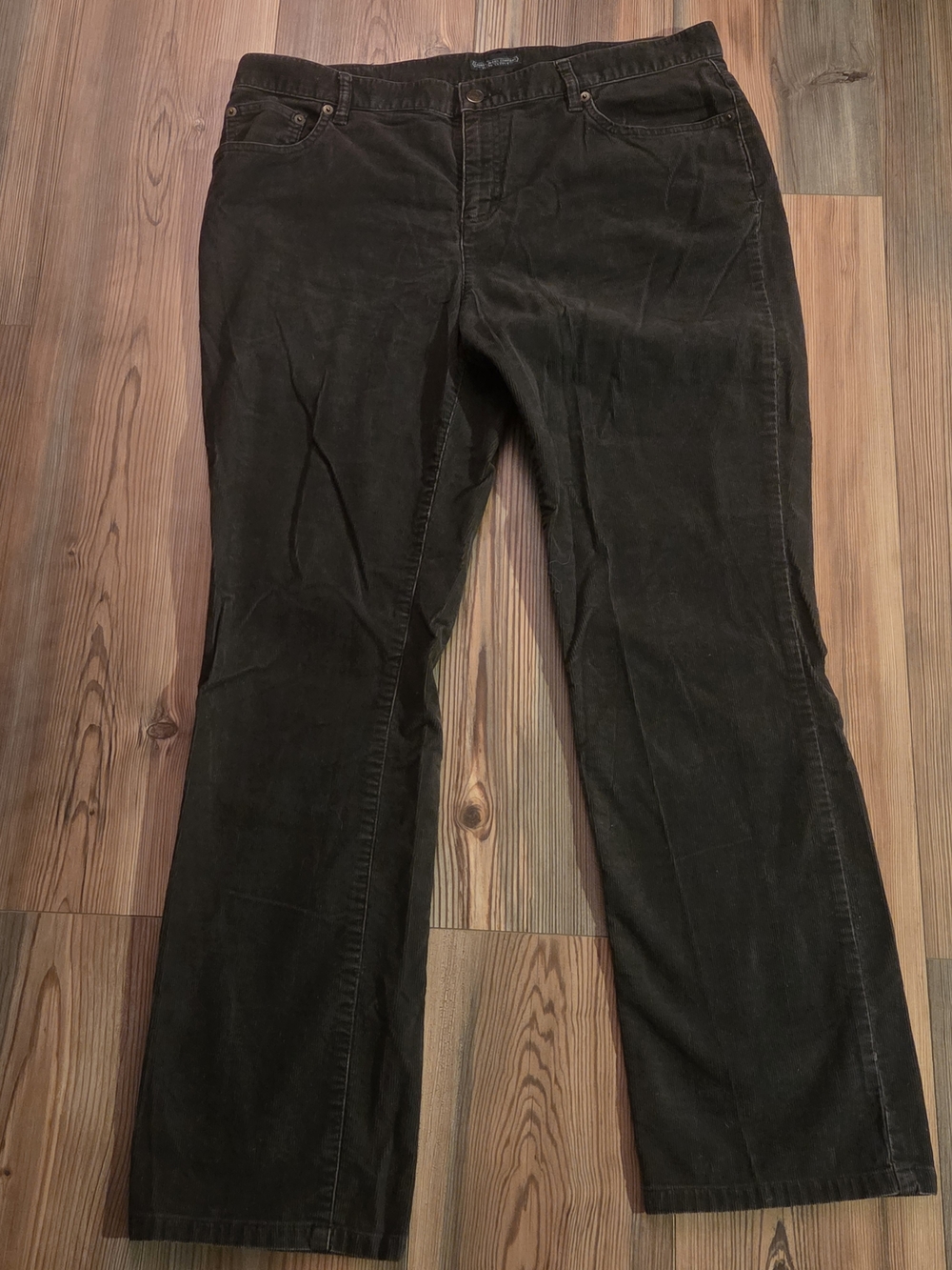 Ralph Lauren Black Leather Logo Patch Corduroy